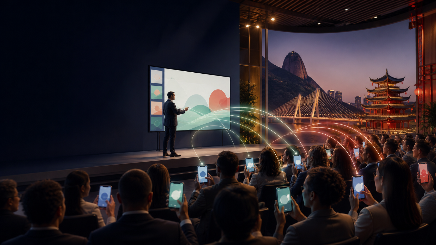 Plateia conectada à apresentação